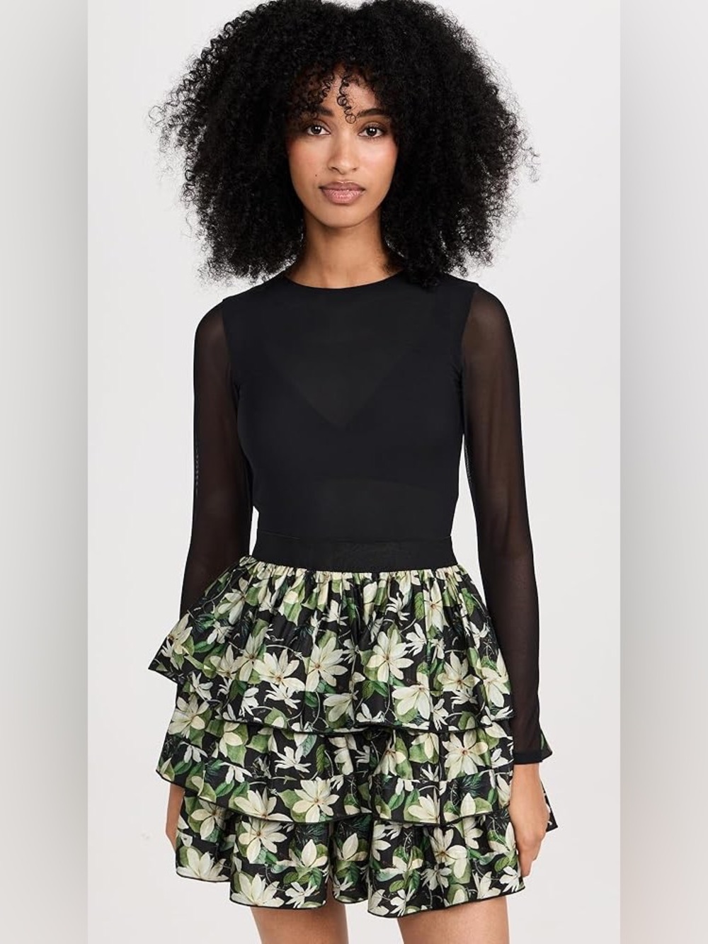 NWT Alice + Olivia Chara White Top floral mini dress size 2